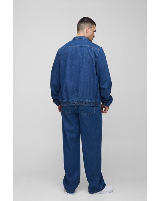 BoohooMAN Tall bestickte Bomberjacke in Blue für Herren