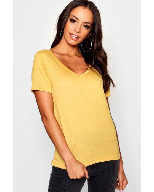 Ladies' Yellow V-neck T-shirt