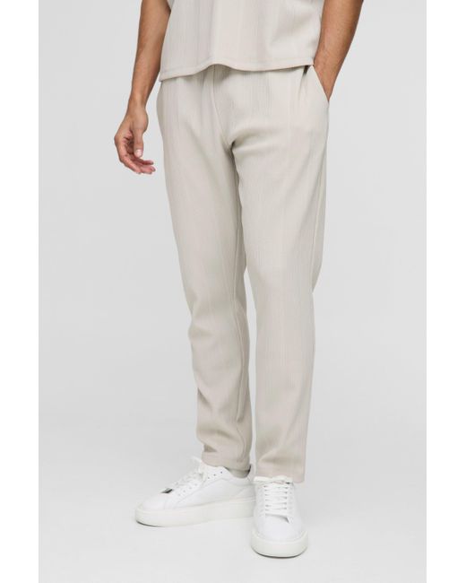 BoohooMAN Multicolor Slim Tapered Cropped Wide Structured Rib Jogger for men