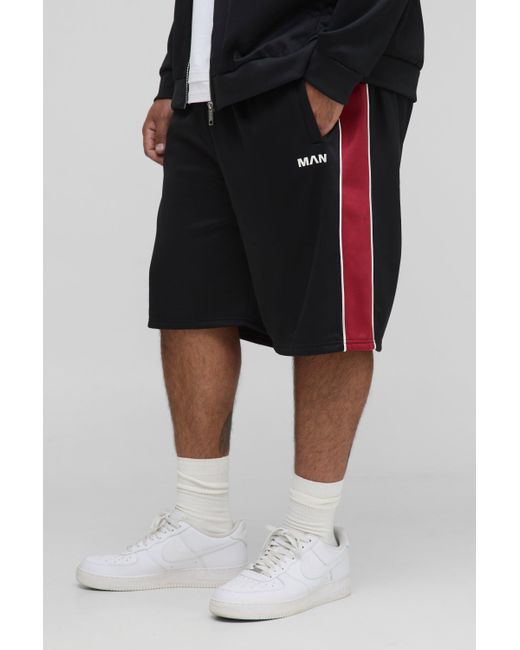 Boohoo Black Plus Embroidered Side Stripe Sports Shorts
