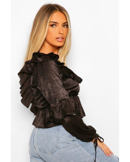 Boohoo ruffle blouse Clearance