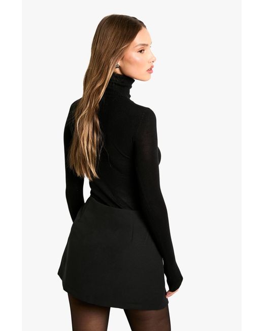 Boohoo Black Split Hem Mini Skort