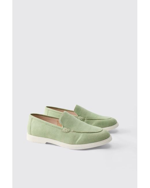 Boohoo Green Faux Suede Loafer