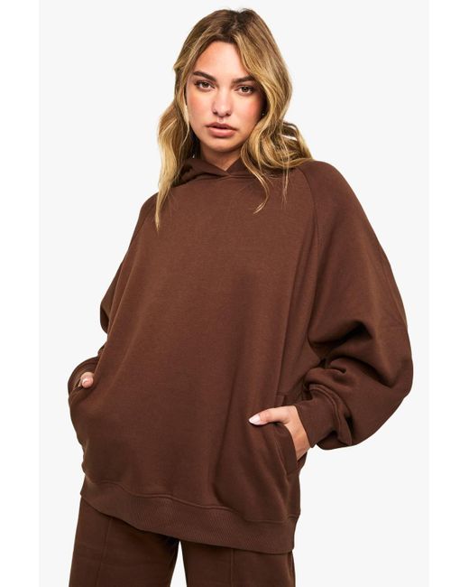 Boohoo Brown Raglan Seam Oversized Hoodie