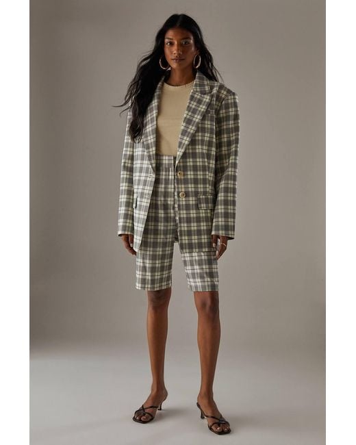 Warehouse Brown Oversized Flannel Blazer