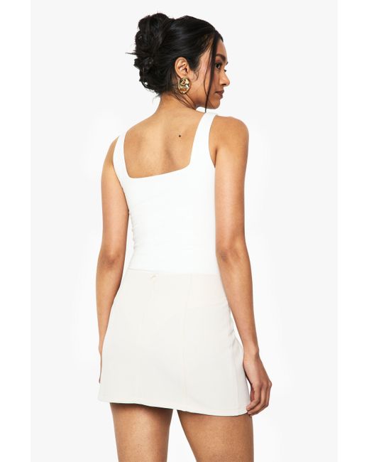 Boohoo White Split Front Micro Mini Skirt