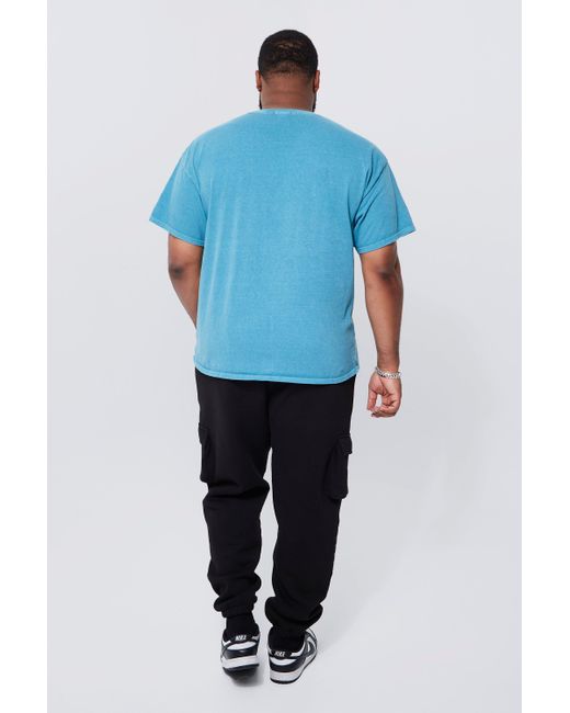BoohooMAN Plus Overdye Man Embroidered T-shirt in Blue for Men | Lyst