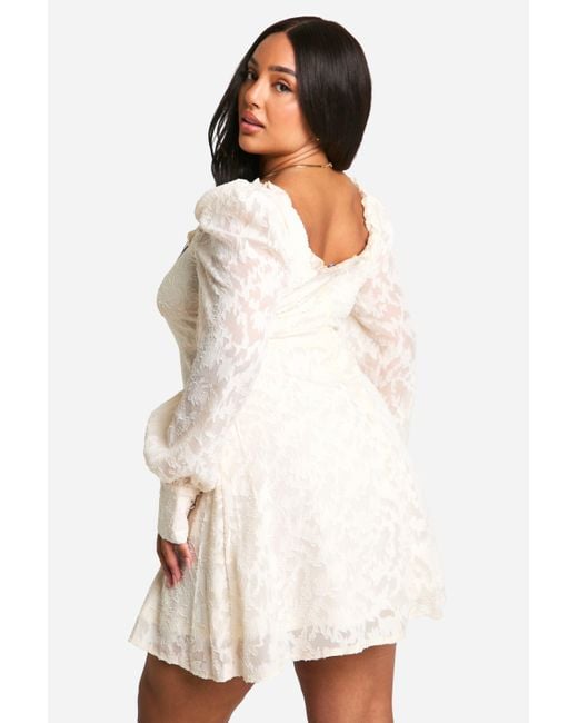 Plus Textured Corset Milkmaid Mini Dress Boohoo de color White