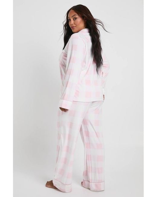 Boohoo Pink Plus Flannel Trouser Pj Set