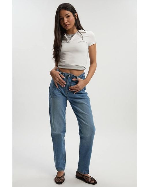 Boohoo Blue Basic High Waist Slim Leg Jean