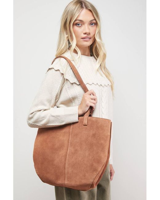 Oasis Natural Jas Suede Tote Bag With Multi Handles