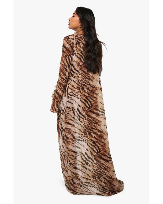 Boohoo Multicolor Premium Swim Tie Dye Chiffon Maxi Beach Kimono