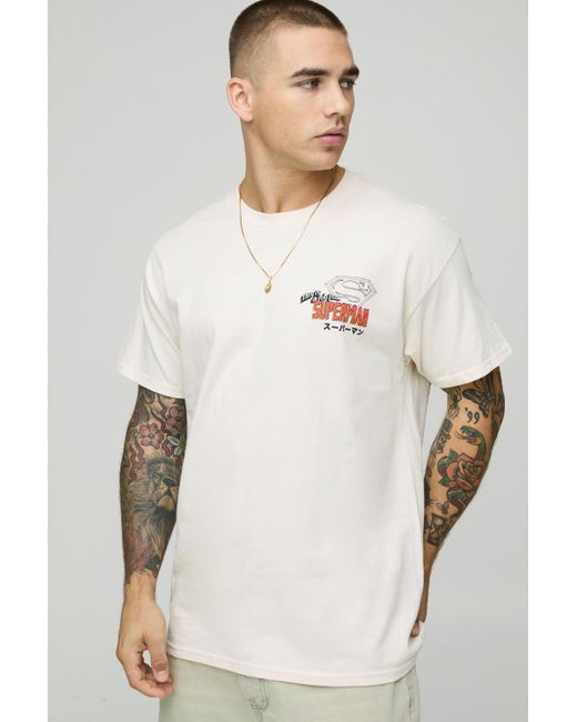 BoohooMAN Oversize T-Shirt mit lizenziertem Superman Print in Gray für Herren