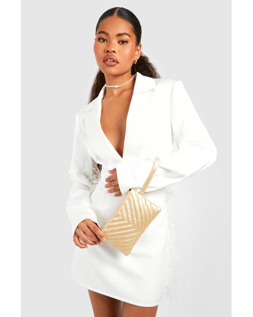Boohoo White Quilted Basic Clutch Bag