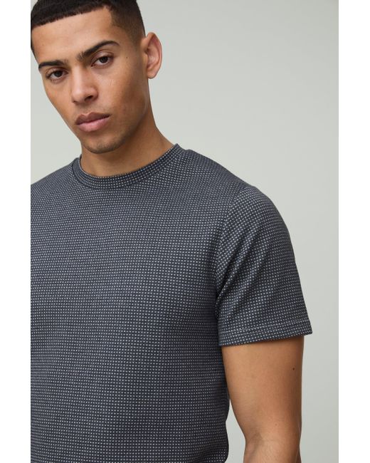 Camiseta Ajustada De Tela Gofre Boohoo de color Gray