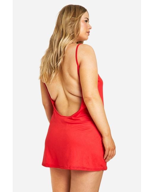 Boohoo Red Plus Basic Supersoft Low Back Beach Dress