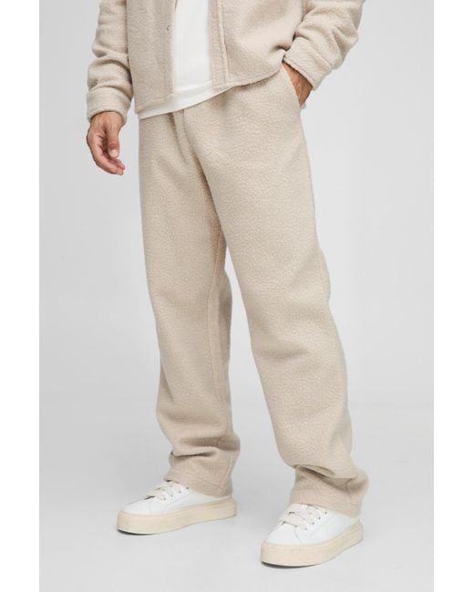 Boohoo Natural Relaxed Fit Boucle Elasticated Waist Trouser
