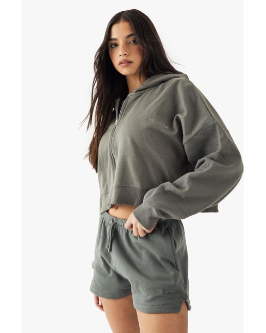Boohoo Gray Dsgn Studio Embroidered Runner Sweat Short