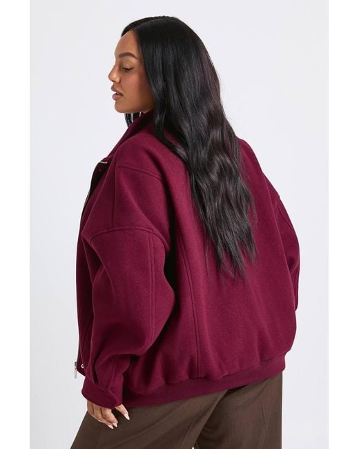 Boohoo Red Plus Oversized Bomber Jacket