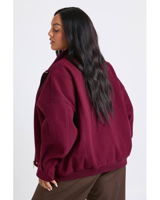 Boohoo Red Plus Oversized Bomber Jacket