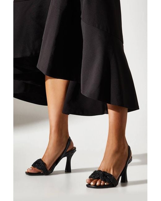Coast Black Tacita Interwoven Diamante Slingback High Heeled Sandals
