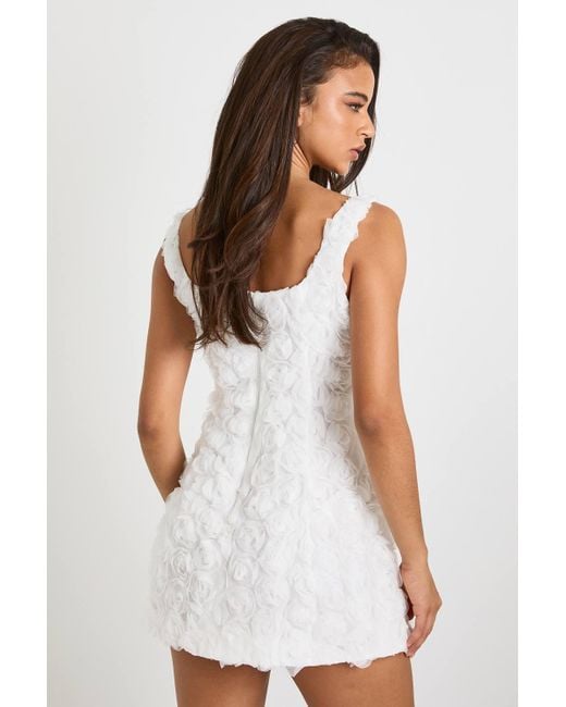 boohoo white dress Puff Sleeve Tiered Smock or any event where you want to shine Boohoo 3D Corsage Cluster Bandeau