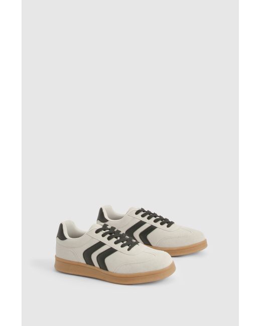 Boohoo White Contrast Stripe Flat Trainers