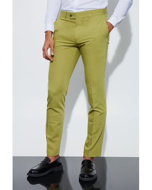 BoohooMAN Green Skinny Fit Suit Trousers for men