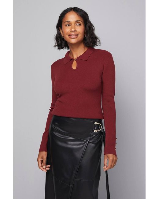 Wallis Keyhole Collared Knitted Top