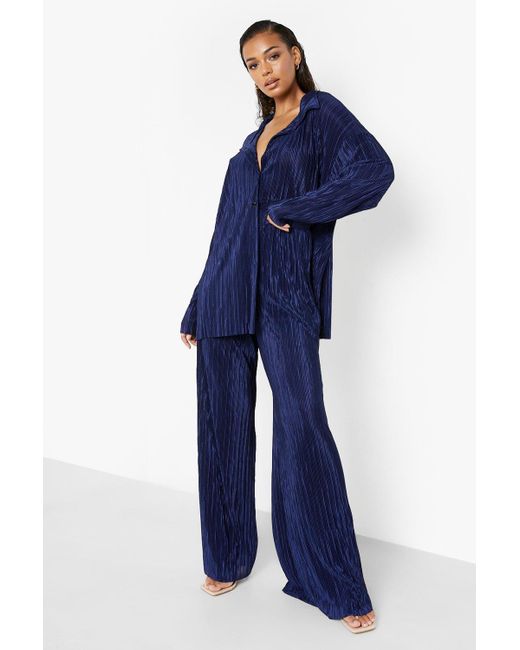 Boohoo Plisse Floor Sweeping Wide Leg 