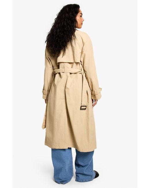 Boohoo Blue Maxi Belted Trench Coat