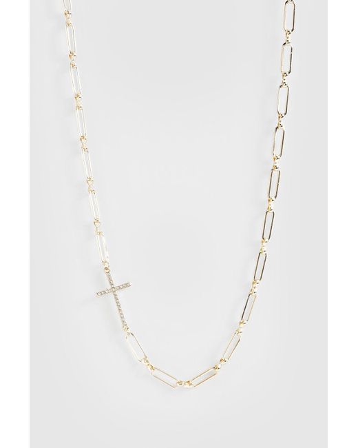 Boohoo White Cross Chain Necklace