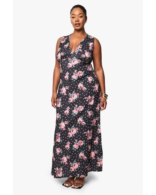 Boohoo White Plus Printed Treebark Fit And Flare Midaxi Dress