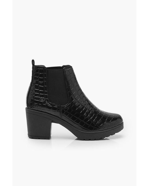 croc patent chelsea boots