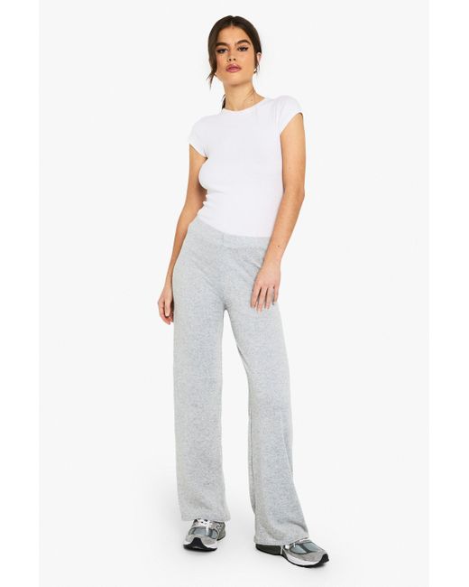 Boohoo White Melagne Wide Leg Trouser