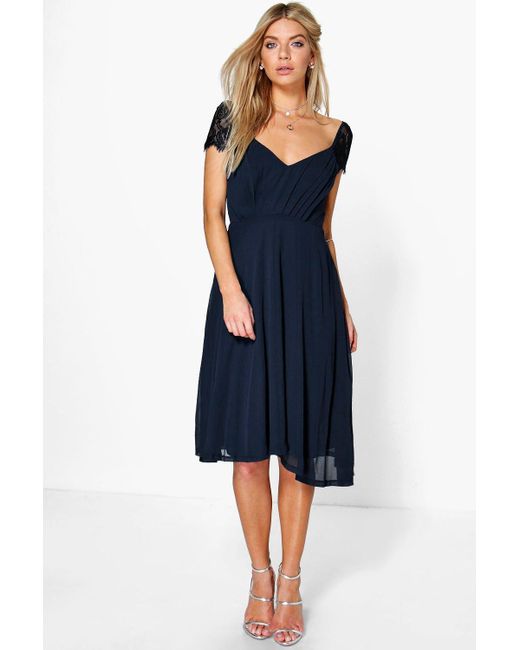 navy blue midi bridesmaid dress