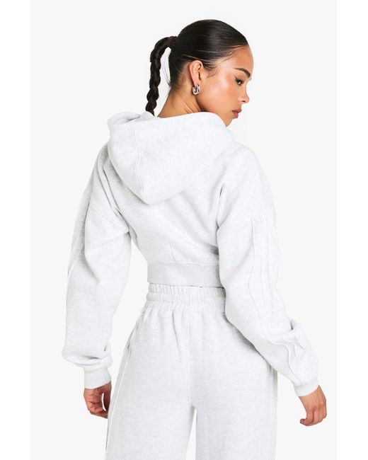 Sudadera Crop Recta Con Capucha Boohoo de color White