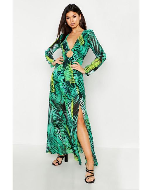 Thea050 Palm Print Green Maxi Dress Thedelhidawn Com