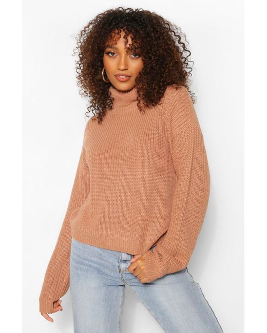 cropped camel sweater
