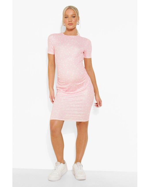 boohoo maternity pink dress