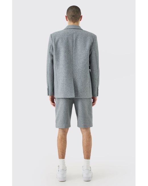 BoohooMAN Oversize Blazer aus Wolle mit Träger-Detail in Gray für Herren