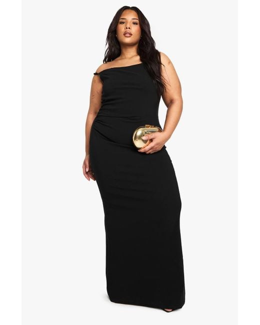 Boohoo Women's Black Plus Asymmetric Knot Detail Bengaline Maxi Dress -  coffeafoods.com