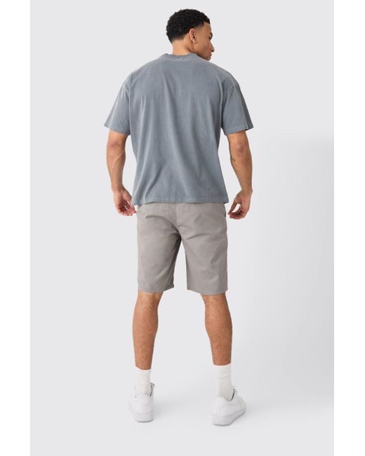 BoohooMAN Gray Fixed Waist Grey Relaxed Fit Short Shorts for men