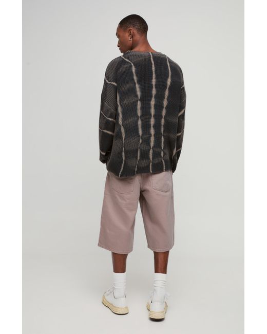 BoohooMAN Natural Drawcord Longline Seam Detail Jorts for men