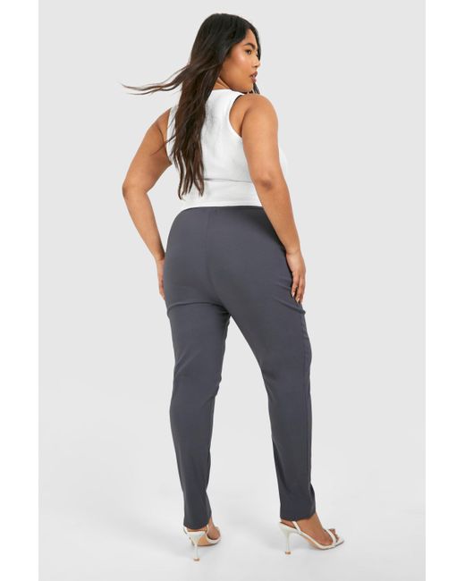 Plus Super Stretch Bengaline Fitted Trousers Boohoo de color Blue