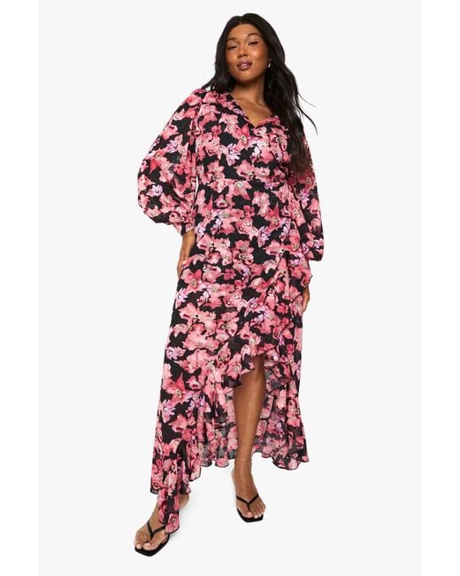 Boohoo Plus Size Ruffle Wrap Dress Buy Boohoo Curve Chiffon Ruffle - Main Image