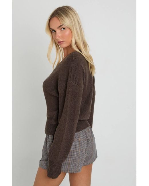 Boohoo Black Premium Rib Button Through Knitted Cardigan