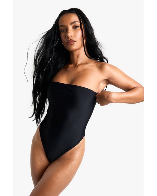 Boohoo Black Swimwear Essentials Bandeau Swimsuit
