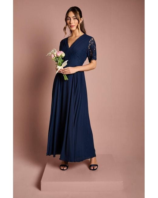 Coast Women's Blue Lace Sleeve V Neck Bridesmaid Dress Coast Women's Blue Lace Sleeve V Neck Bridesmaid Dress