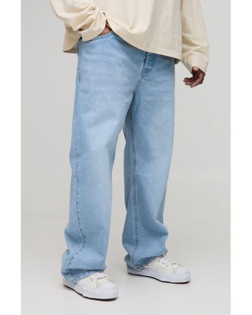 Vaqueros Plus Rectos Sin Tratar Boohoo de color Blue